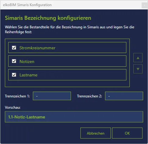 Simaris Bezeichnung konfigurieren