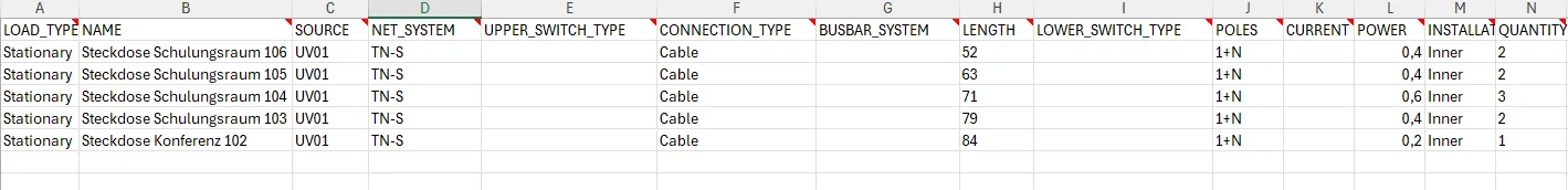 Exportierte Excel-Datei