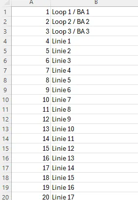 Beispiel einer Systeme-Excel-Datei