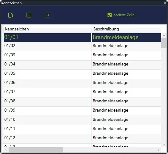 Oberfläche des Kennzeichenmanagers